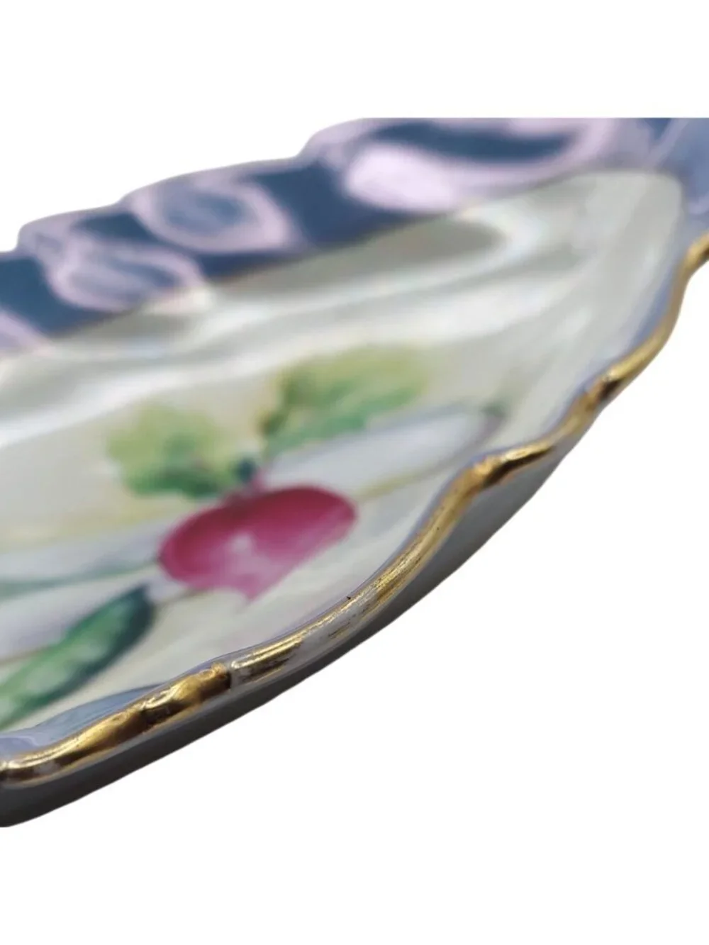 Noritake M Lusterware Hand Painted Porcelain Oval Scalloped Vegetable Dish MCM